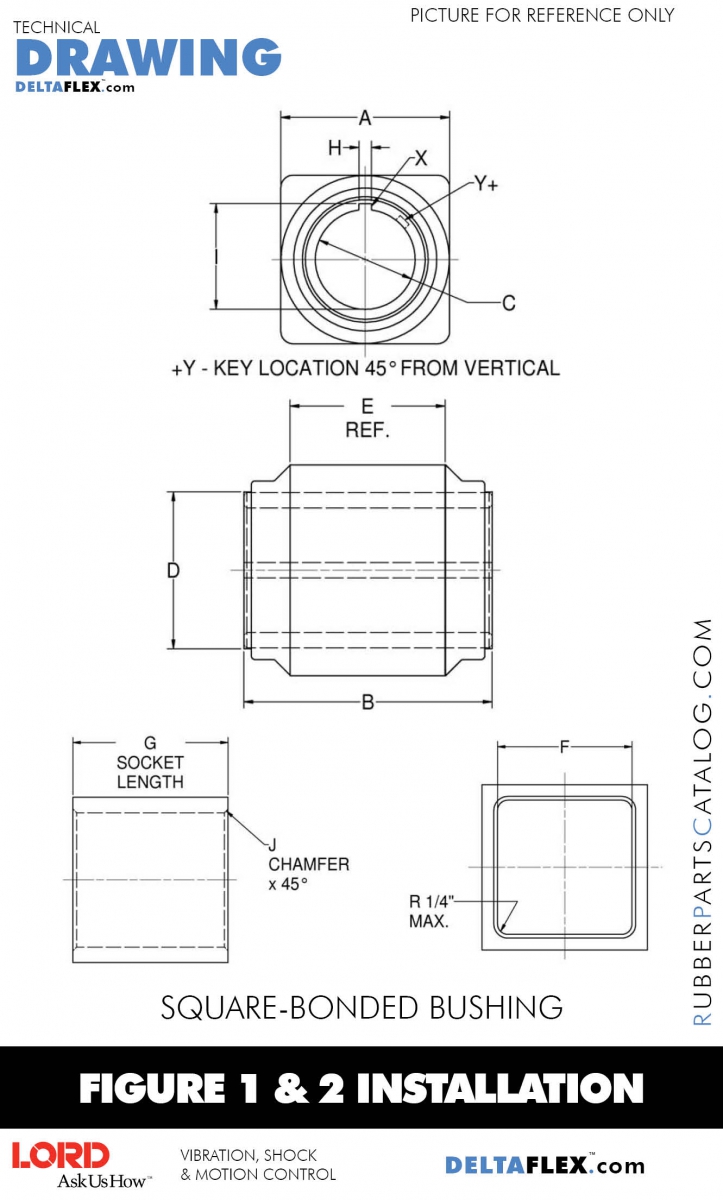 J820335 LORD Square Bonded Rubber Bushing