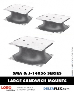 LORD Large Rubber Sandwich Mounts - SMA & J-14056 Series Rubber-Parts-Catalog-Delta-Flex-LORD-Flex-Bolt-LARGE-Sandwich-Mounts-SMA-J-14056-SERIES