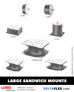 LORD Large Rubber Sandwich Mounts Rubber-Parts-Catalog-Delta-Flex-LORD-Corporation-Flex-Bolt-LARGE-Sandwich-Mounts
