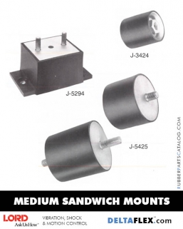 LORD Medium Rubber Sandwich Mounts Isolators Rubber-Parts-Catalog-Delta-Flex-LORD-Corporation-Flex-Bolt-Medium-Sandwich-Mounts