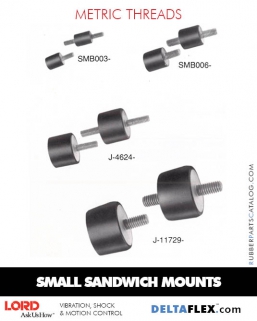 LORD Corporation Small Sandwich Mounts Metric Thread Rubber-Parts-Catalog-Delta-Flex-LORD-Corporation-Flex-Bolt-Small-Sandwich-Mounts-Metric