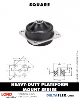 LORD Heavy-Duty Plateform Mount - Square Heavy-Duty Plateform Mount - Square LORD Corporation, Vibration, Shock, Motion Control, Vibration Mounts, Vibration Isolators