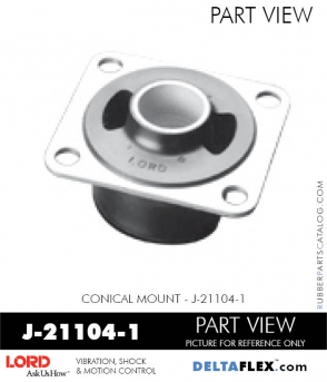 RubberPartsCatalog.com - LORD Corporation Conical Mount J-211004-1 Rubber-Parts-Catalog-Delta-Flex-LORD-Corporation-Conical-Mount-J-21104-1