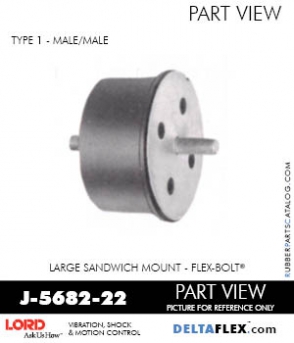 RubberPartsCatalog.com - LORD Corporation Flex-Bolt Sandwich Mounts - J-5682-22 Rubber-Parts-Catalog-Delta-Flex-LORD-Flex-Bolt-Large-Sandwich-Mounts-J-5682-22