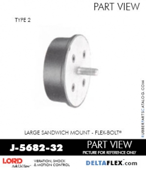 RubberPartsCatalog.com - LORD Corporation Flex-Bolt Sandwich Mounts - J-5682-32 Rubber-Parts-Catalog-Delta-Flex-LORD-Flex-Bolt-Large-Sandwich-Mounts-J-5682-32