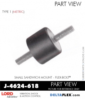 RubberPartsCatalog.com Deltaflex LORD Corporation Sandwich Mount J-4624-618 Rubber-Parts-Catalog-Delta-Flex-LORD-Corporation-Flex-Bolt-Small-Sandwich-Mounts-J-4624-618