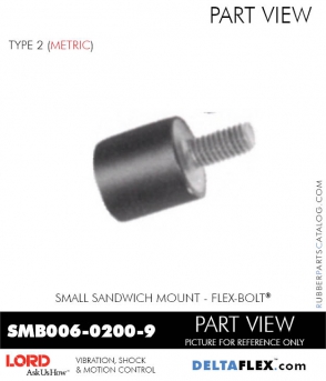 RubberPartsCatalog.com - LORD Corporation Flex-Bolt Sandwich Mounts - SMB006-0200-9 Rubber-Parts-Catalog-Delta-Flex-LORD-Flex-Bolt-Small-Sandwich-Mounts-SMB006-0200-9