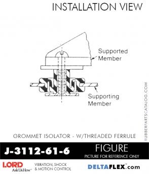 RubberPartsCatalog.com - LORD Corporation Grommet Isolator with Treaded Ferrule J-3112-61-6 Rubber-Parts-Catalog-Delta-Flex-LORD-Corporation-Grommet-Isolators-with-Threaded-Ferrule-J-3112-61-6