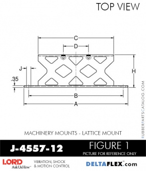 RubberPartsCatalog.com - LORD Corporation Machinery Mount J-4557-12 RUBBER-PARTS-CATALOG-DELTA-FLEX-LORD-CORPORATION-VIBRATION-ISOLATER-Machinery-Mounts-LATTICE-MOUNT-J-4557-12