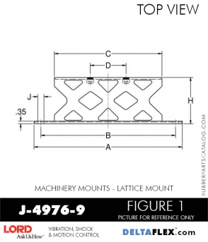 RubberPartsCatalog.com - LORD Corporation Machinery Mount J-4976-9 RUBBER-PARTS-CATALOG-DELTA-FLEX-LORD-CORPORATION-VIBRATION-ISOLATER-Machinery-Mounts-LATTICE-MOUNT-J-4976-9