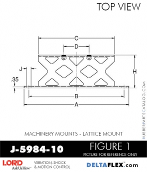 RubberPartsCatalog.com - LORD Corporation Machinery Mount J-5984-10 RUBBER-PARTS-CATALOG-DELTA-FLEX-LORD-CORPORATION-VIBRATION-ISOLATER-Machinery-Mounts-LATTICE-MOUNT-J-5984-10