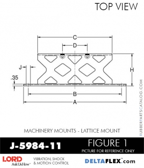 RubberPartsCatalog.com - LORD Corporation Machinery Mount J-5984-11 RUBBER-PARTS-CATALOG-DELTA-FLEX-LORD-CORPORATION-VIBRATION-ISOLATER-Machinery-Mounts-LATTICE-MOUNT-J-5984-11