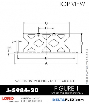 RubberPartsCatalog.com - LORD Corporation Machinery Mount J-5984-20 RUBBER-PARTS-CATALOG-DELTA-FLEX-LORD-CORPORATION-VIBRATION-ISOLATER-Machinery-Mounts-LATTICE-MOUNT-J-5984-20