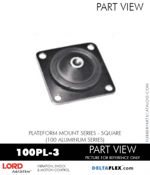 RubberPartsCatalog.com - LORD Corporation Plateform Mount 100PL-3 RUBBER-PARTS-CATALOG-DELTAFLEX-Vibration-Isolator-LORD-Corporation-PLATEFORM-MOUNT-SERIES-Square-100PL-3