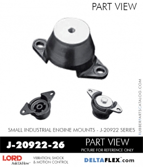RubberPartsCatalog.com - LORD Corporation Plateform Mount - J-20922-26 RUBBER-PARTS-CATALOG-DELTAFLEX-Vibration-Isolator-LORD-Small-Industrial-Engine-Mount-J-20922-Series-J-20922-26