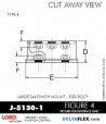 RubberPartsCatalog.com - LORD Corporation Flex-Bolt Sandwich Mounts - J-5130-1 Rubber-Parts-Catalog-Delta-Flex-LORD-Flex-Bolt-Large-Sandwich-Mounts-J-5130-1
