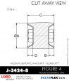 RubberPartsCatalog.com - LORD Corporation Flex-Bolt Sandwich Mounts - J-3424-8 Rubber-Parts-Catalog-Delta-Flex-LORD-Flex-Bolt-Medium-Sandwich-Mounts-Femal-Female-J-3424-8